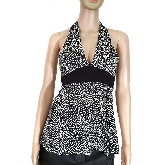 Do & Be | Abstract Pattern Deep V Stretch Top Y2K Retro Style - Picture 1 of 7